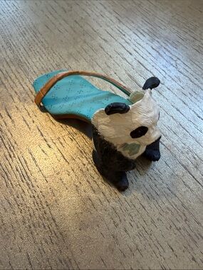 Just The Right Shoe Panda Bamboo Bear by Raine Teal and Black